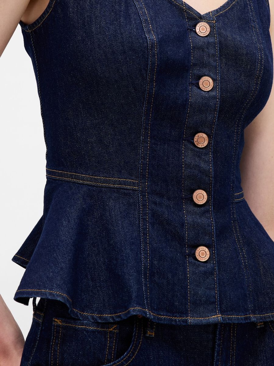 Stretch denim tank top with V-neck Woman_3