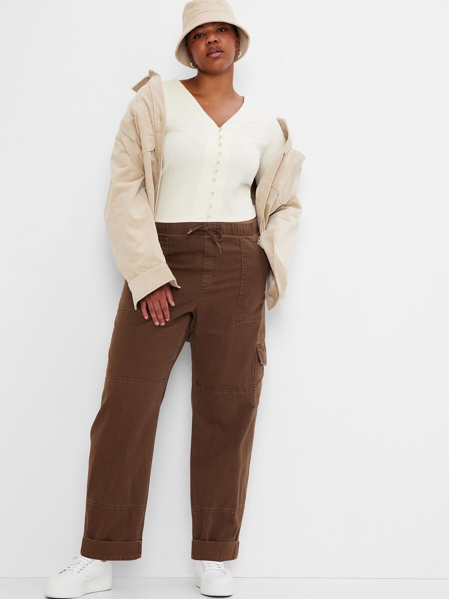 Pull-on utility trousers with drawstring Woman_0