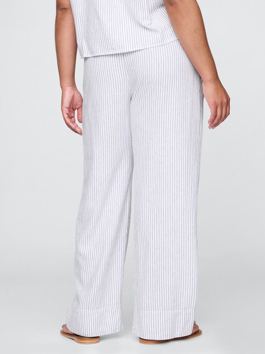 Pantaloni palazzo a righe in lino e viscosa Gap Donna_5