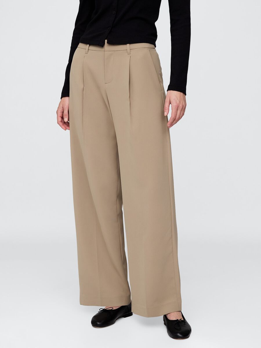 Beige Stretch Fabric Trousers Woman_1