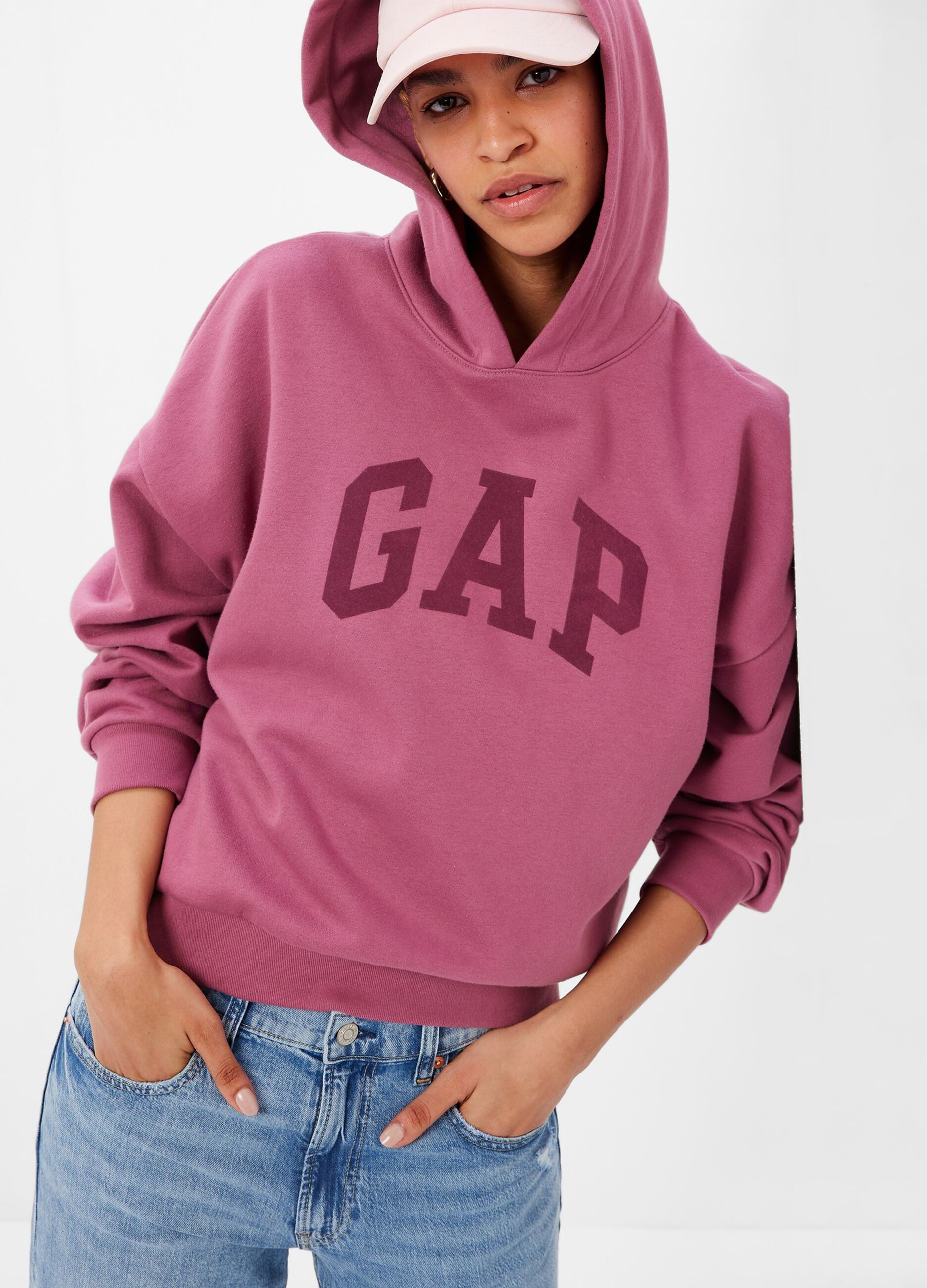 Felpa oversize con cappuccio e logo