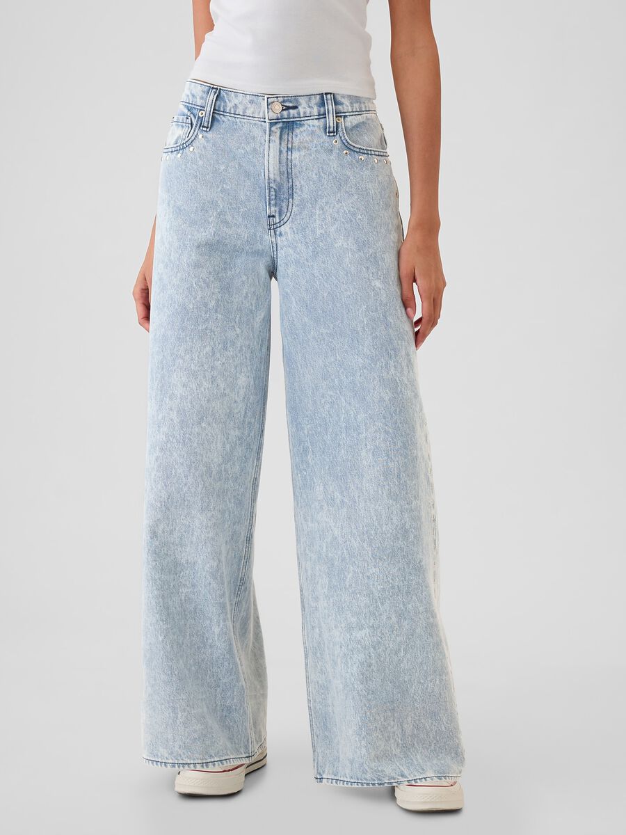 Jeans baggy fit con borchie Donna_1