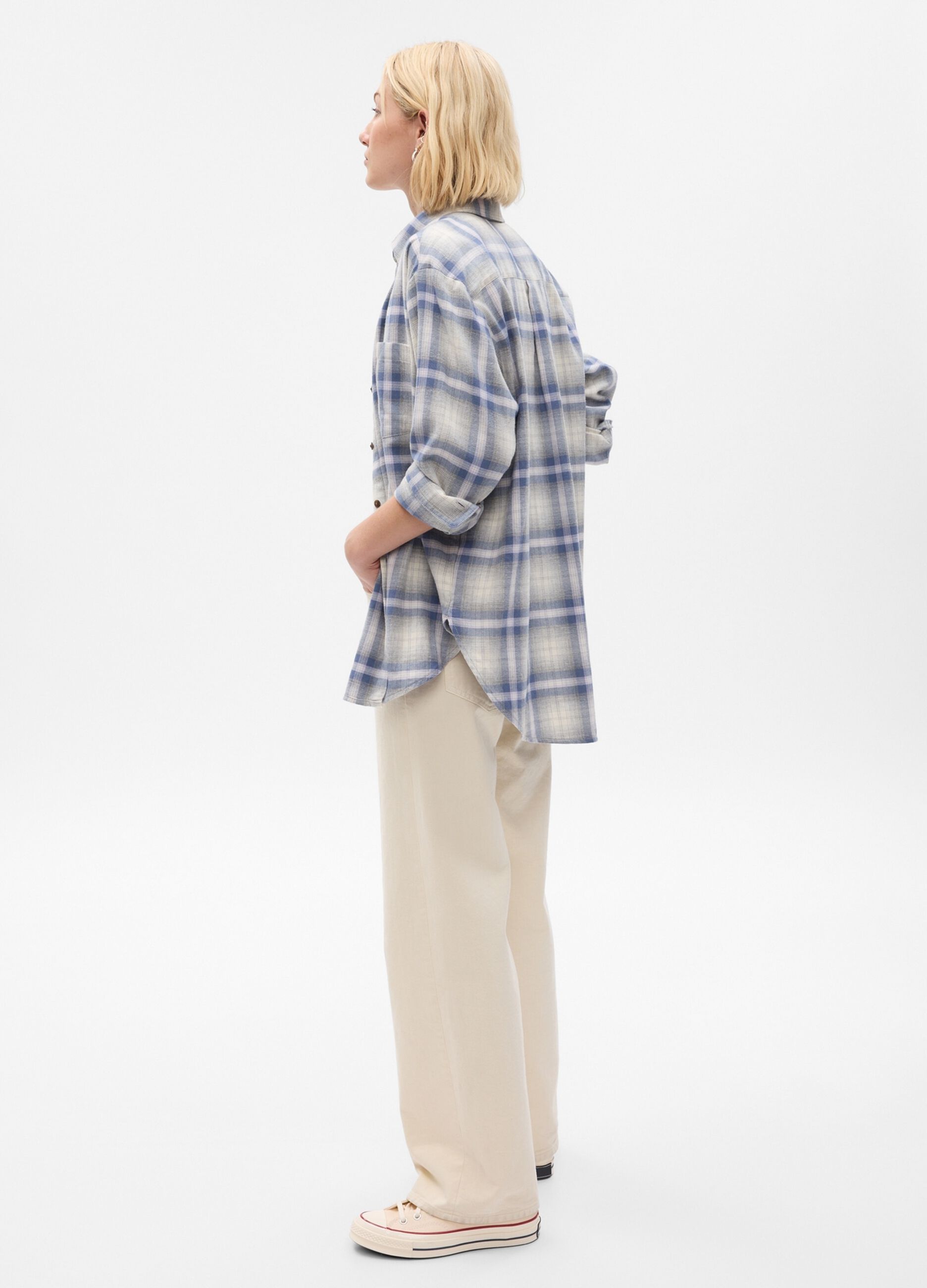 Oversized shirt in flannel with check pattern_1