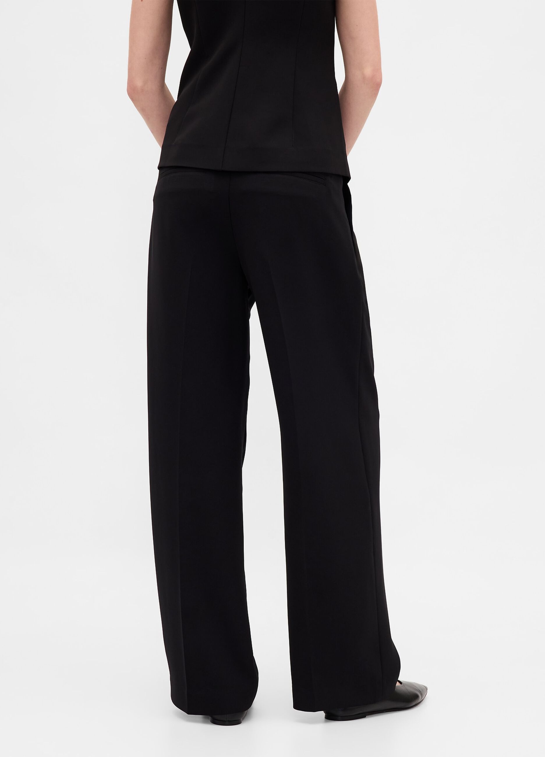 Black Stretch Wide-Leg Trousers