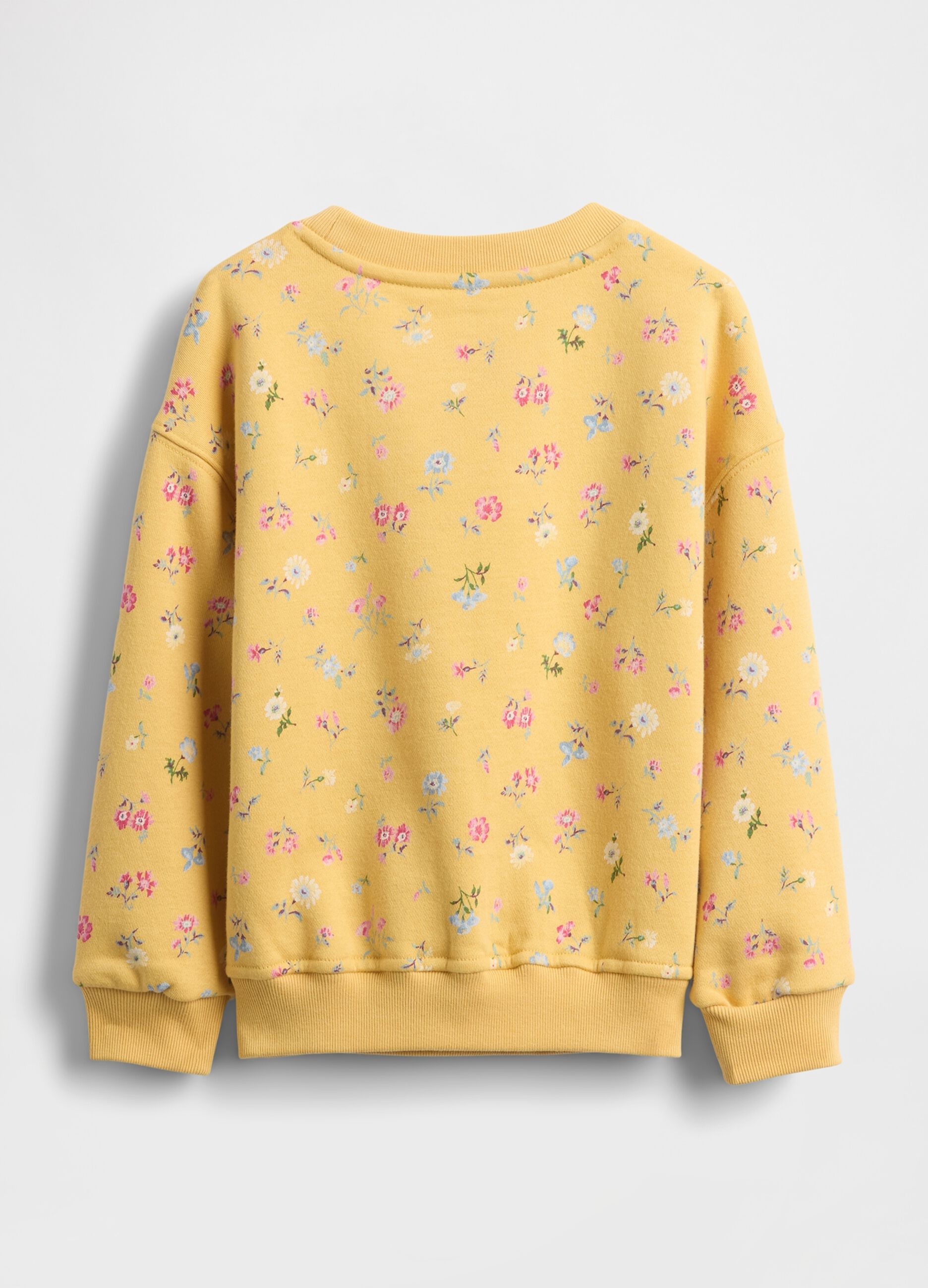 Felpa gialla con fiori e logo_1
