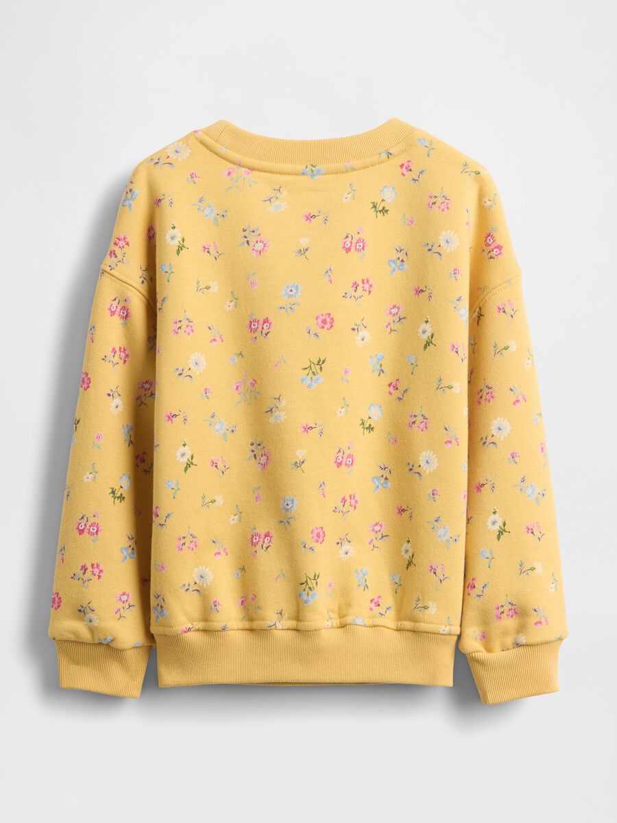Felpa gialla con fiori e logo Bambina_1