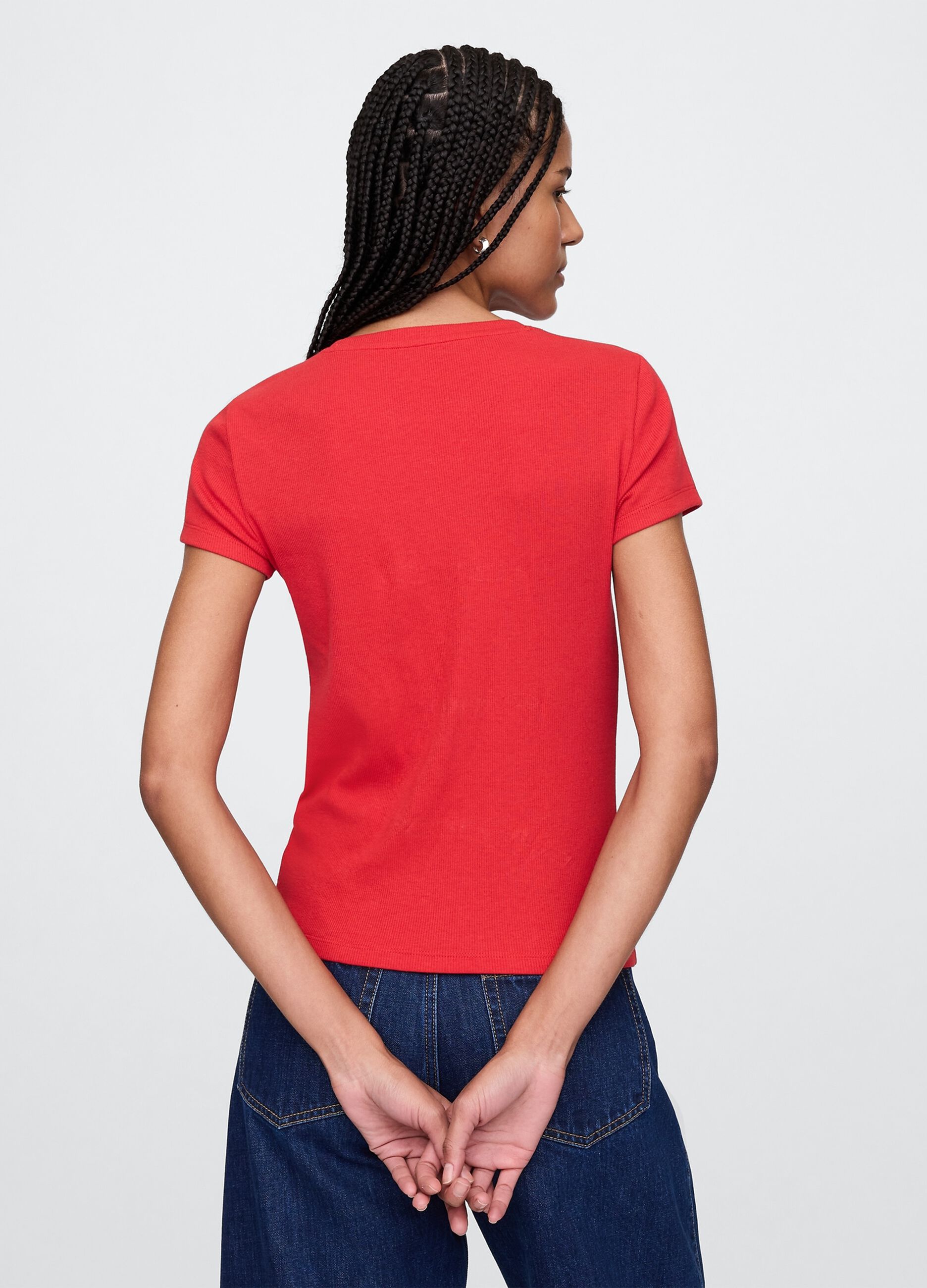 T-shirt slim fit in cotone a costine _2