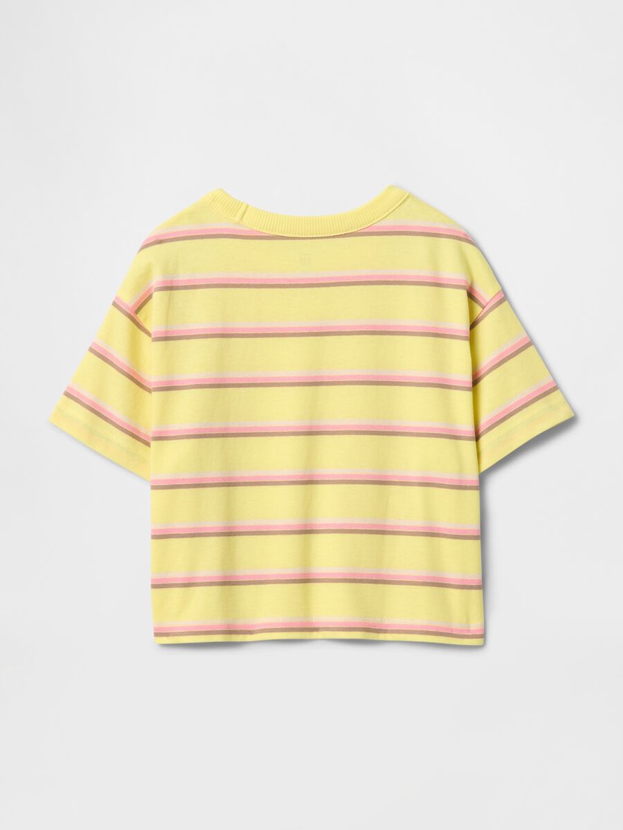Yellow and pink striped cotton t-shirt for girls Baby Girl_1