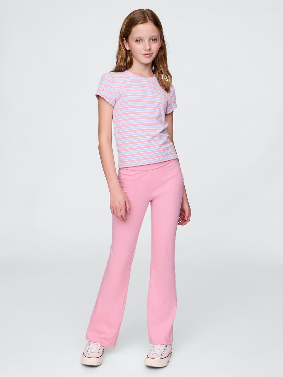 Pantaloni a zampa rosa in cotone elasticizzato Bambina_0