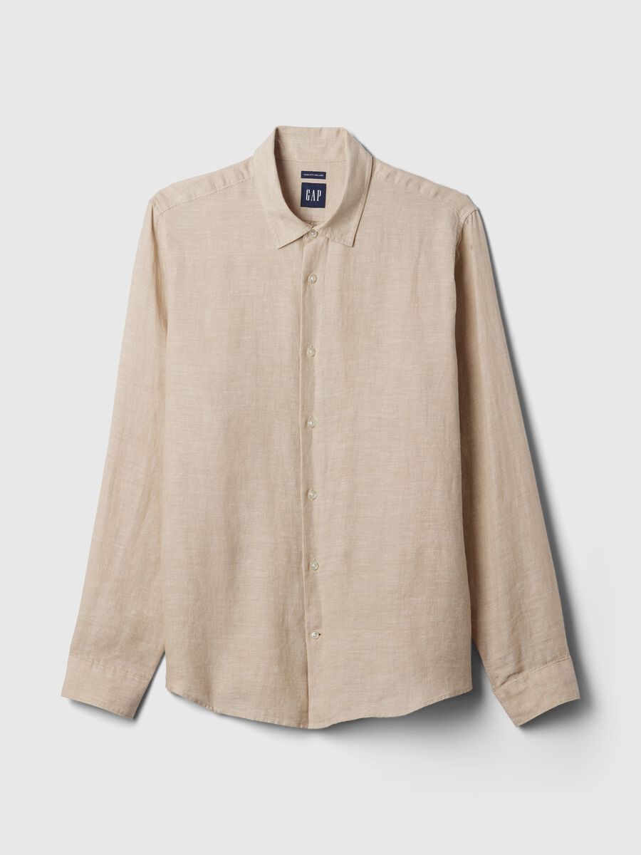 Camicia regular fit in lino Uomo_3