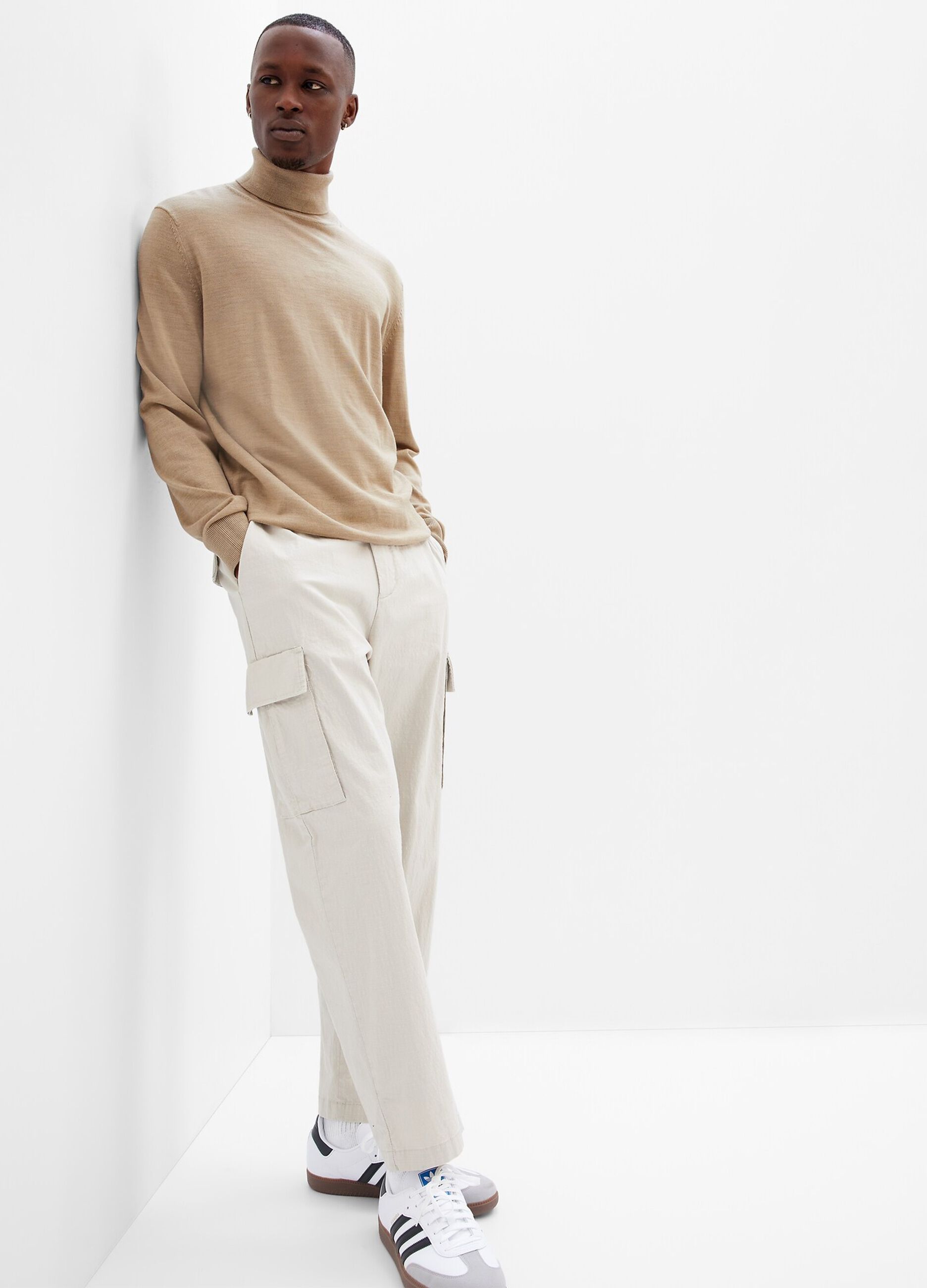 Merino wool pullover with high neck