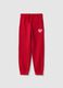 Joggers rossi da bambina in misto cotone regular fit con logo_0