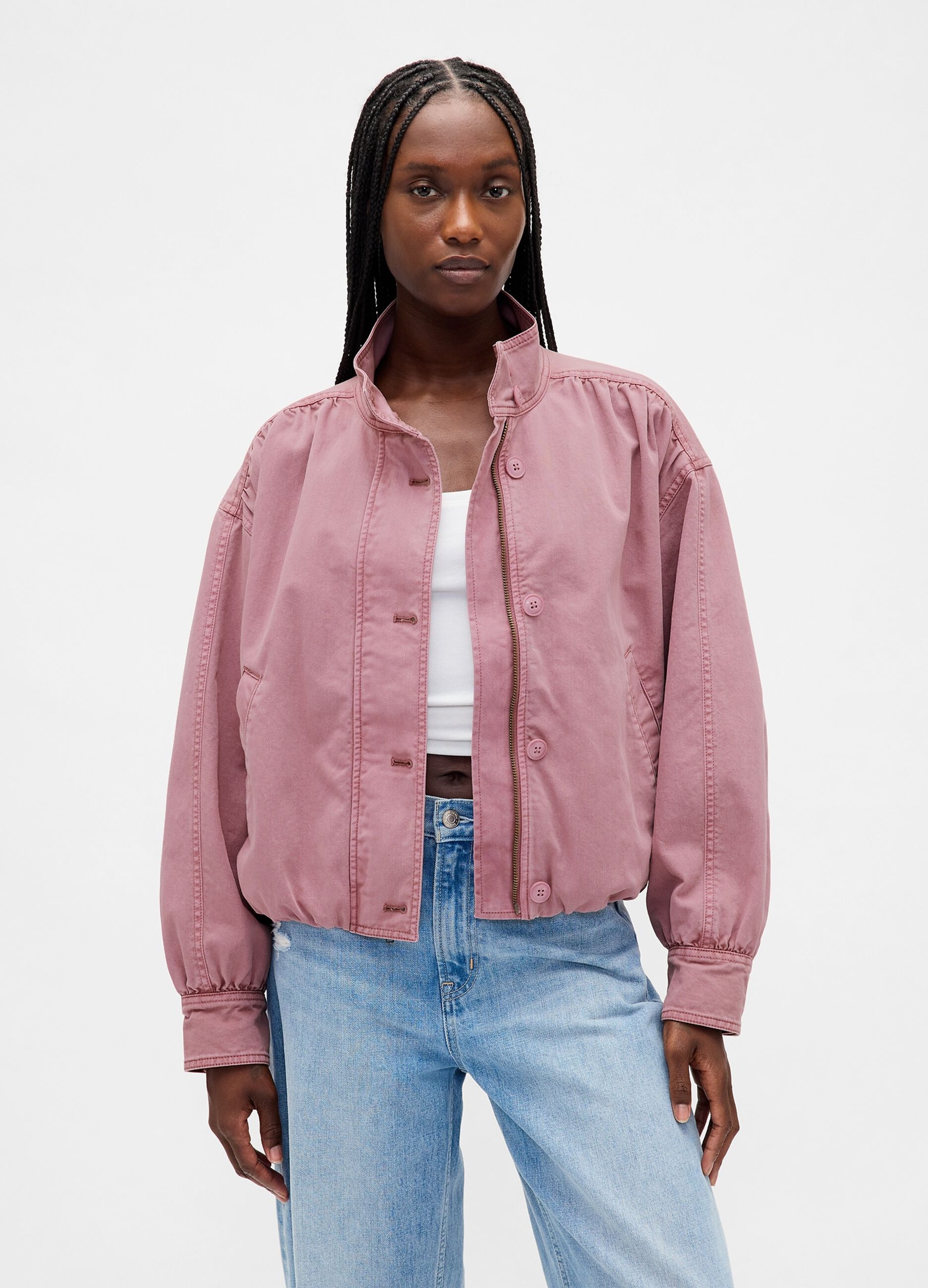 Giacca rosa in cotone snella