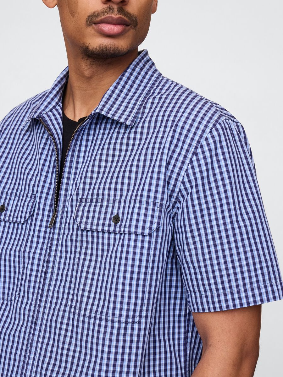 Camicia checked blu a mezze maniche Man_3