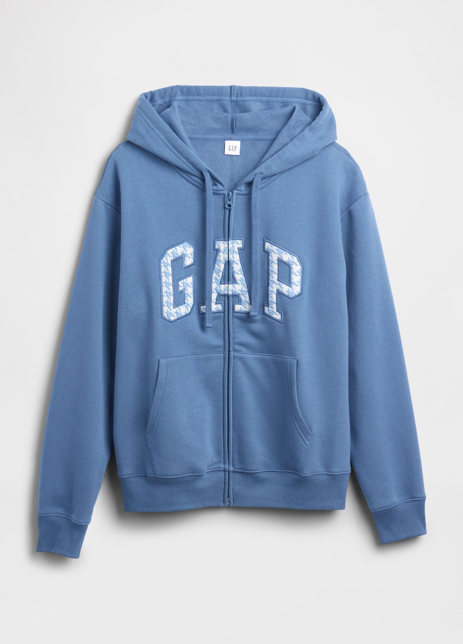 Felpa blu con cappuccio e zip_4
