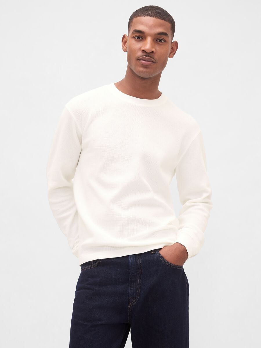 Maglia bianca a maniche lunghe elasticizzata Uomo_0