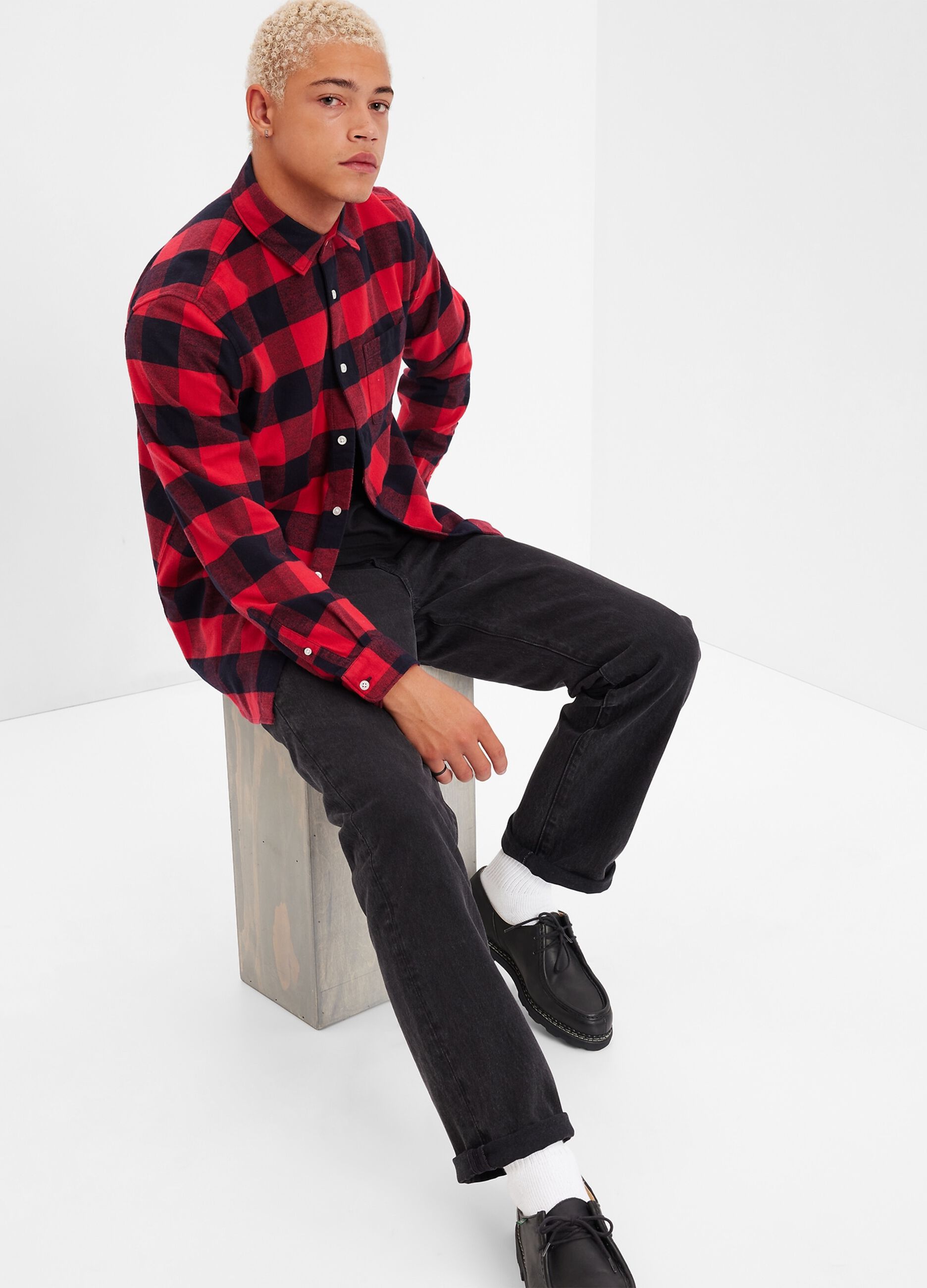 Flannel shirt with check pattern