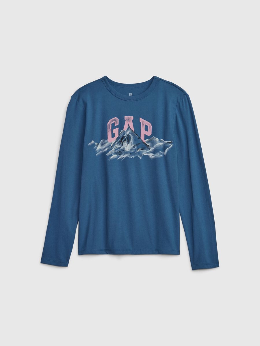 Long-sleeved T-shirt with logo print_0