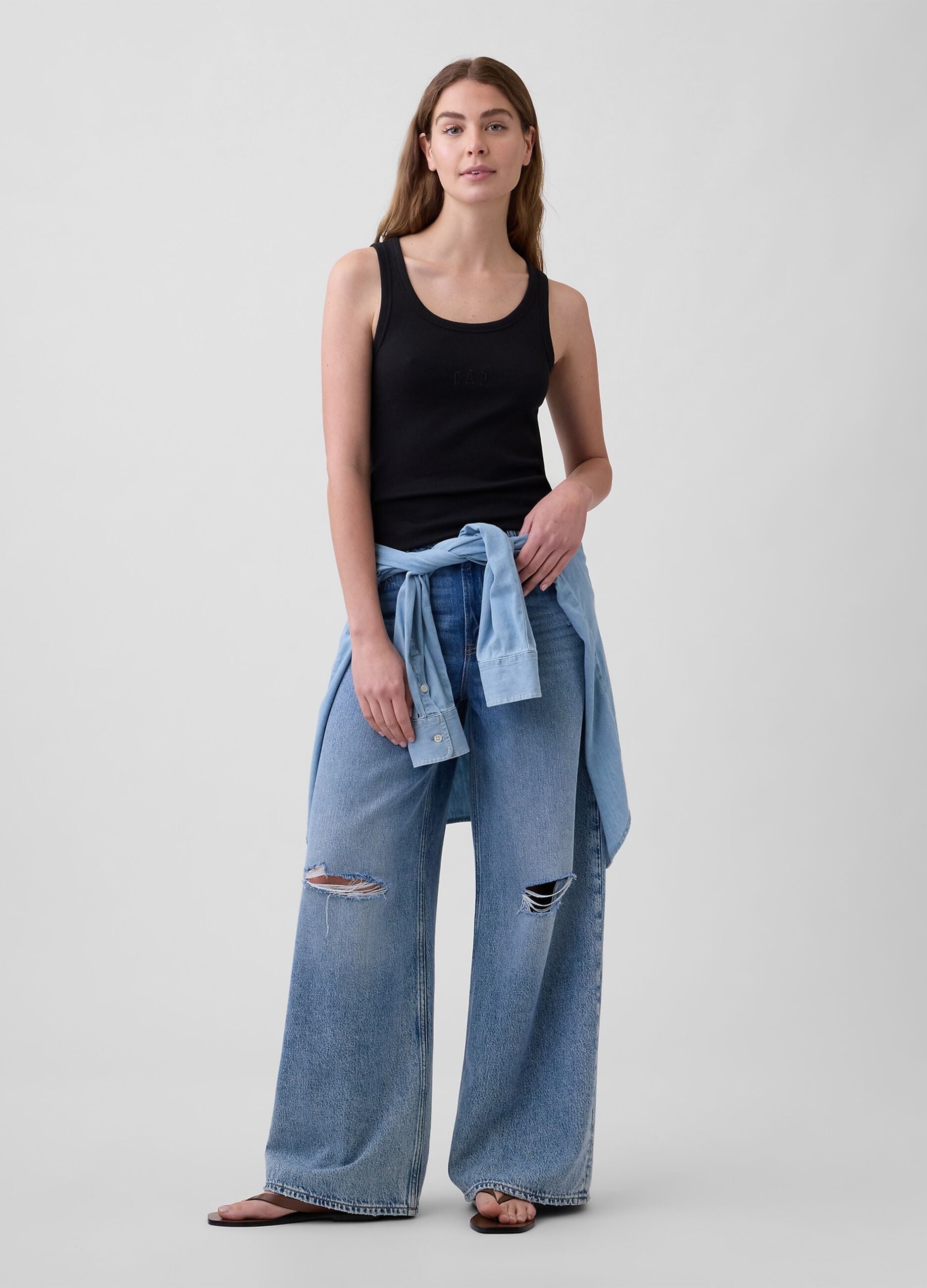 Tank top in cotone elasticizzato con logo GAP