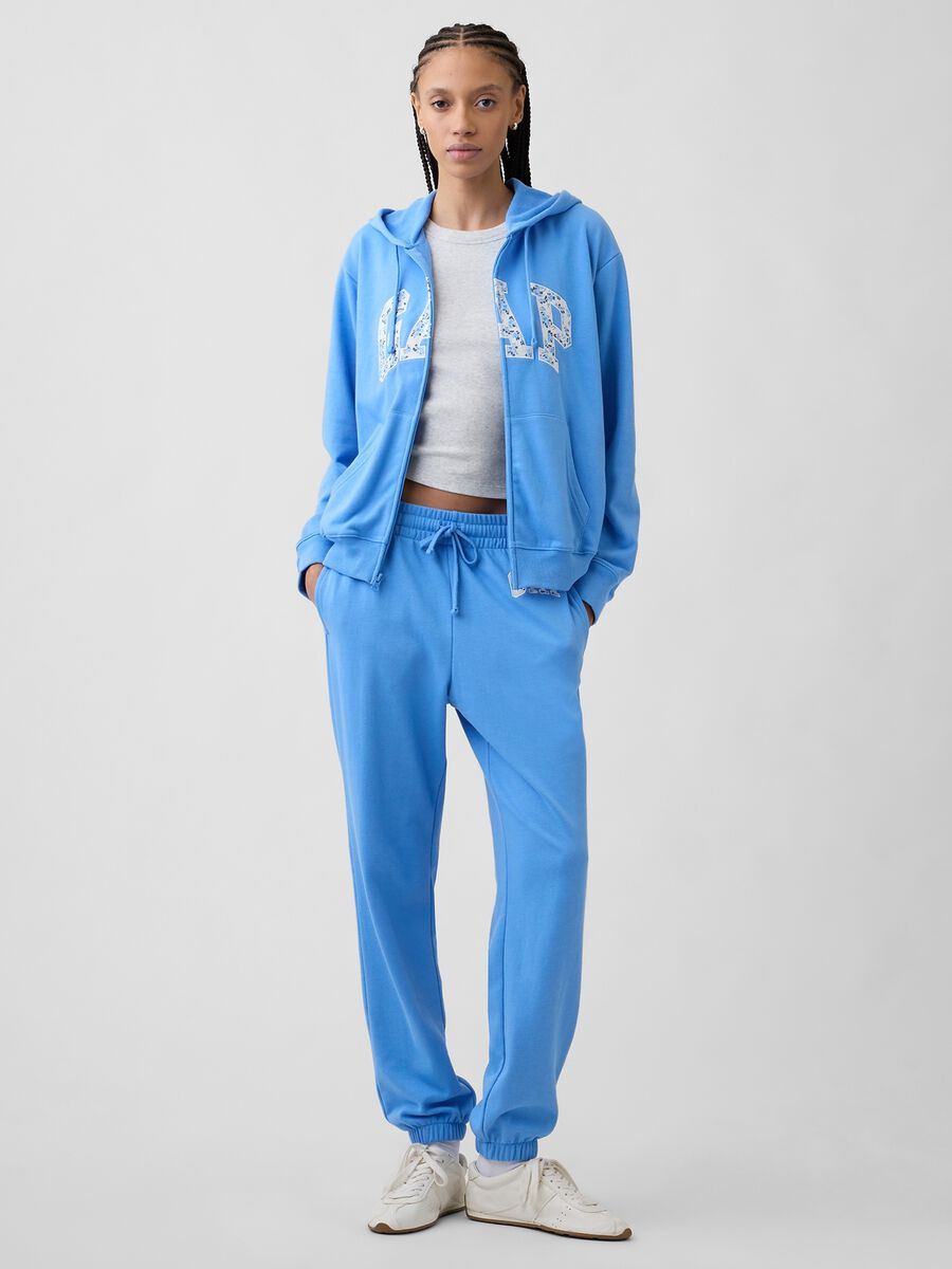 Regular fit cotton blend sweatshirt with logo, zip and hood Woman_2