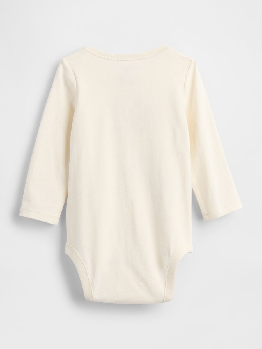 Beige cotton bodysuit with bear print Newborn Boy_1