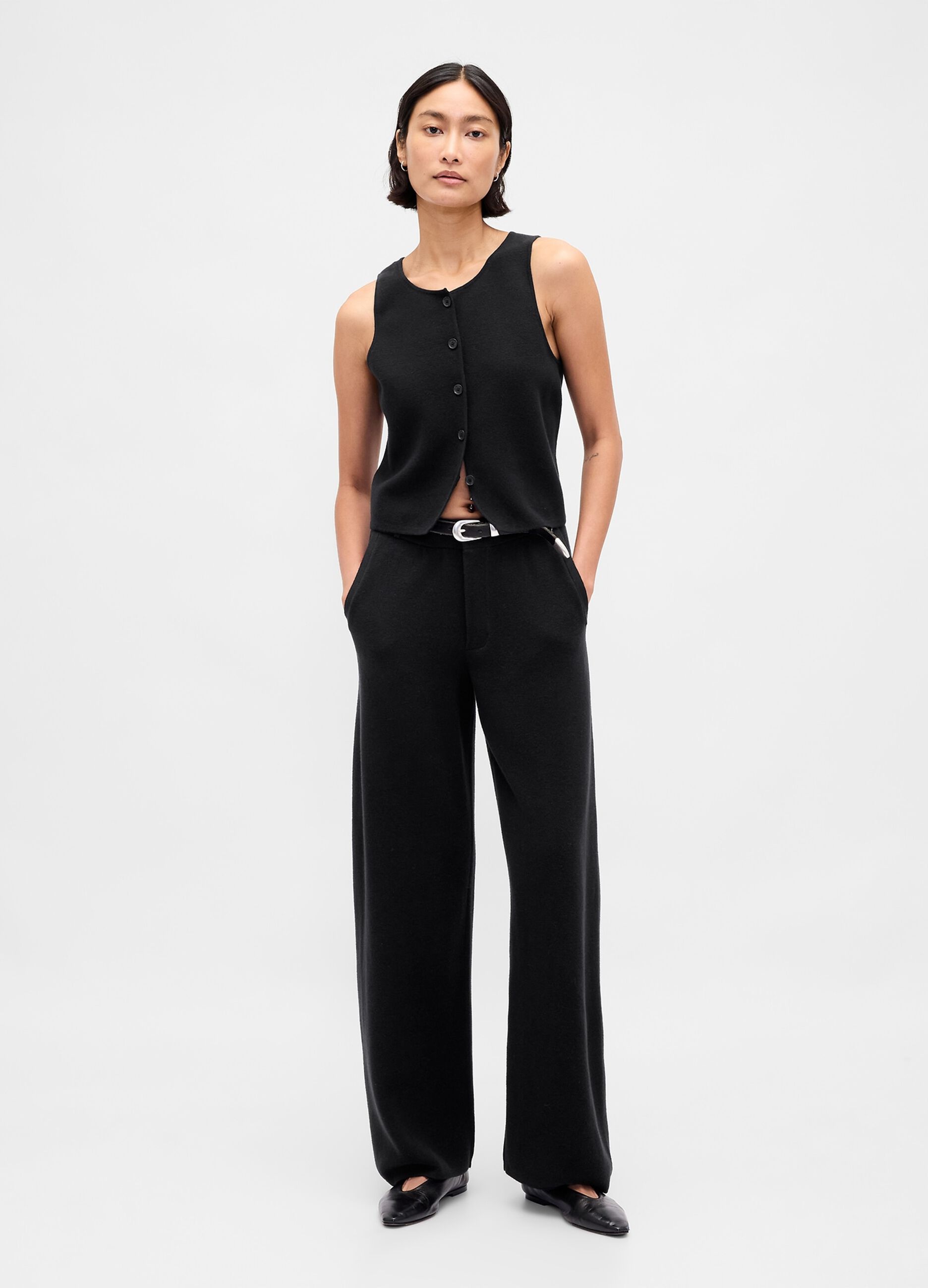Black Cotton Blend Trousers
