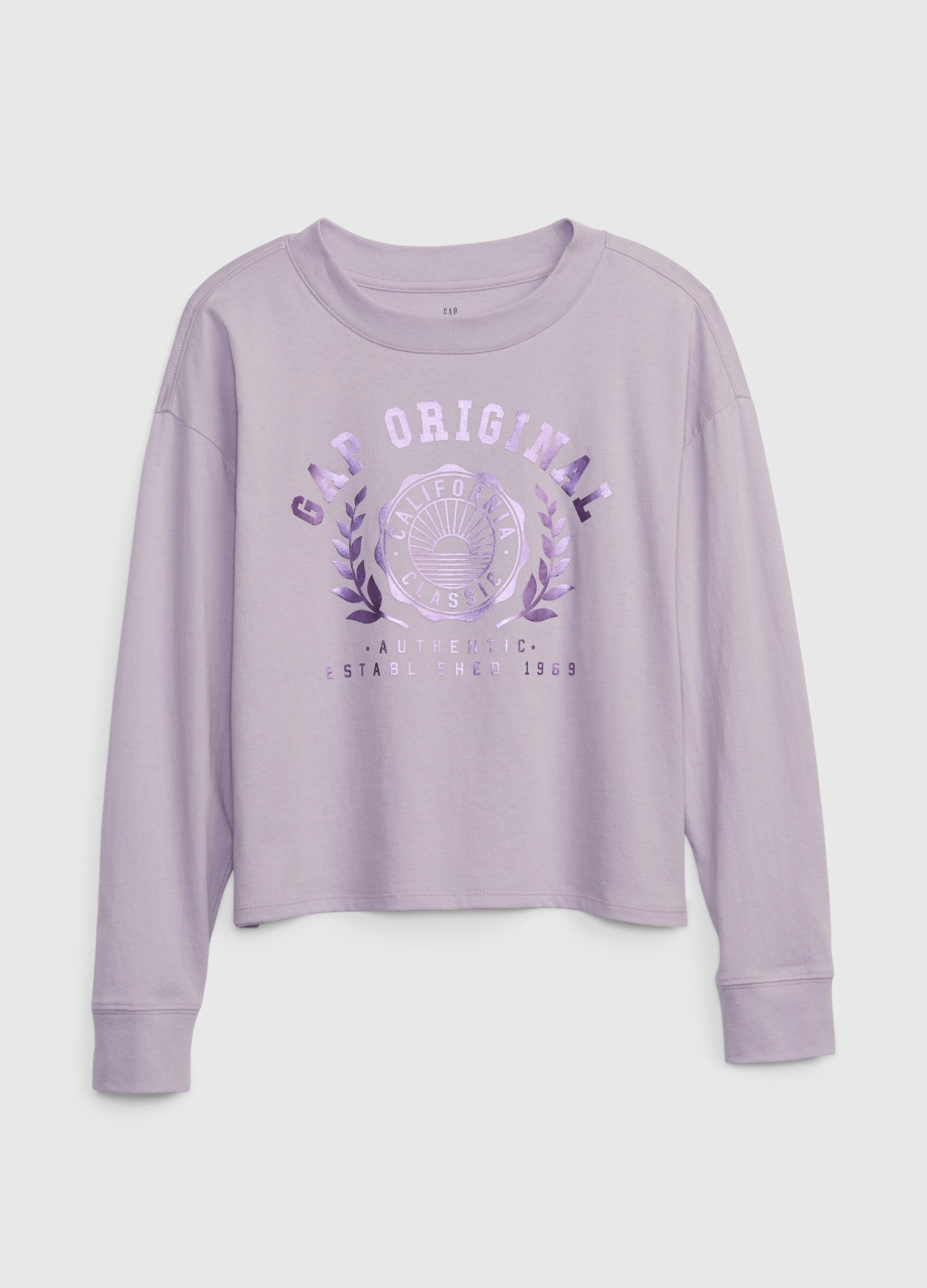 Foil logo print long-sleeved T-shirt