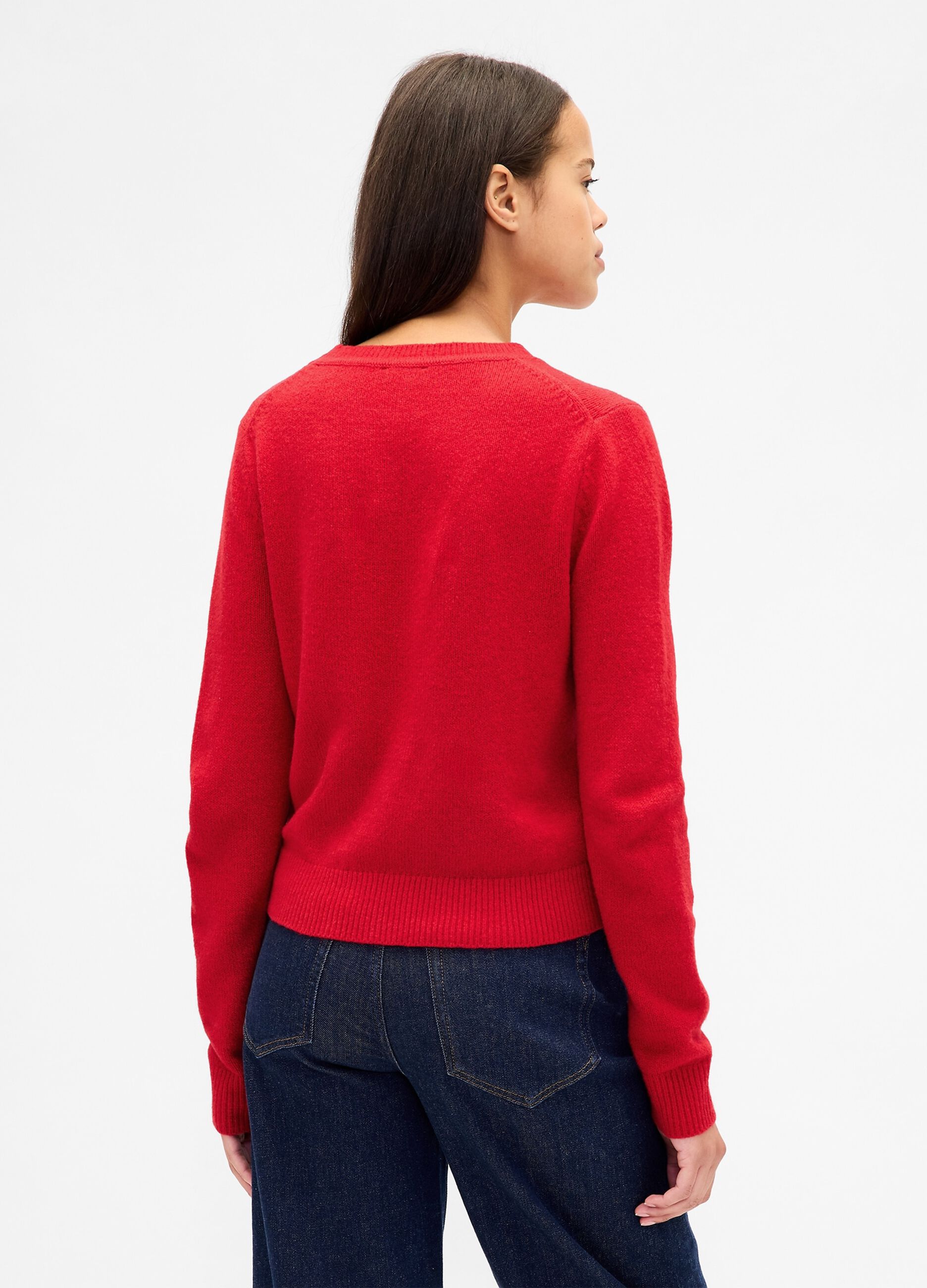 Pullover rosso in misto cotone e acrilico