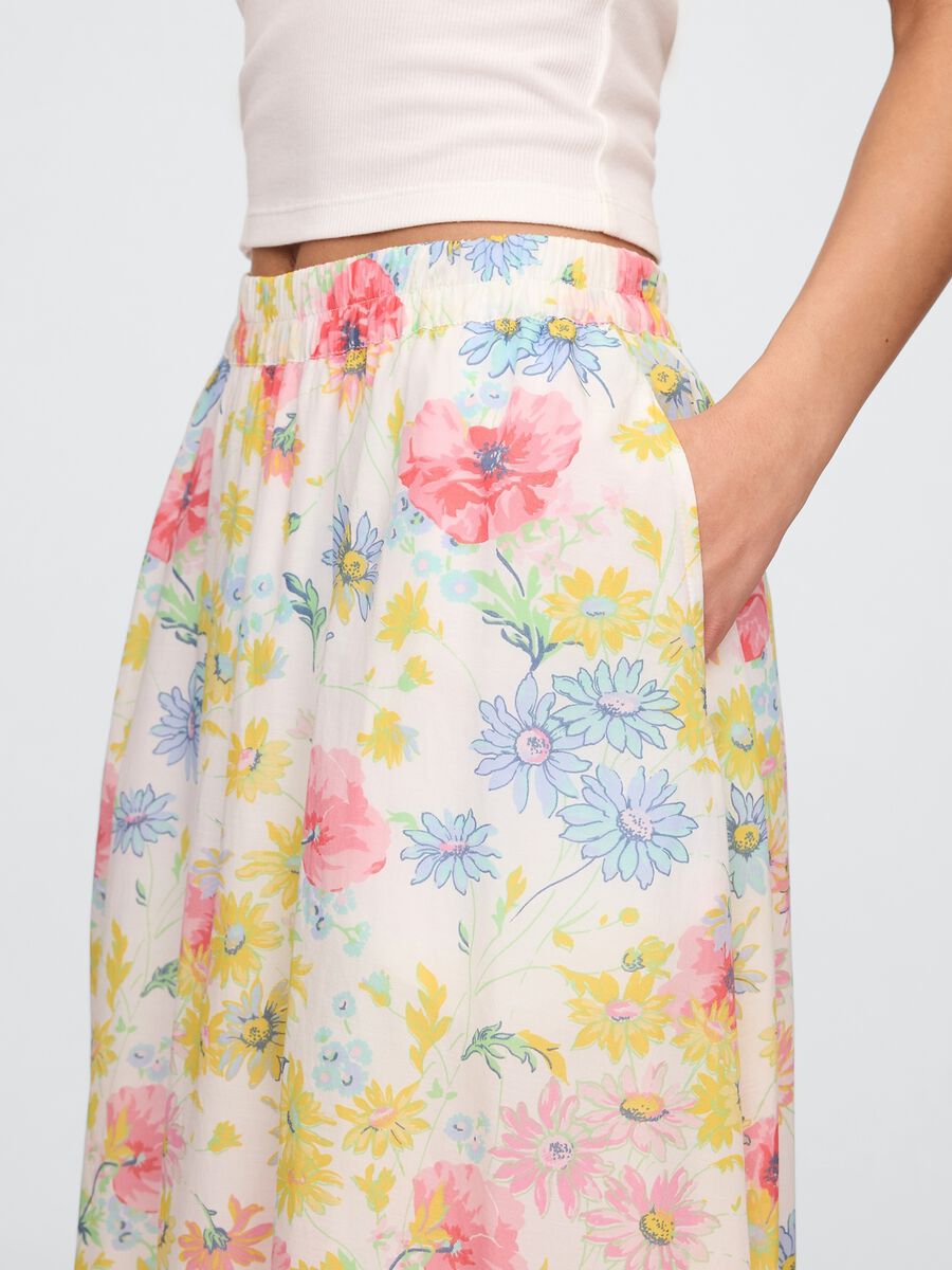 Multicolor floral midi skirt in viscose and cotton blend Woman_3