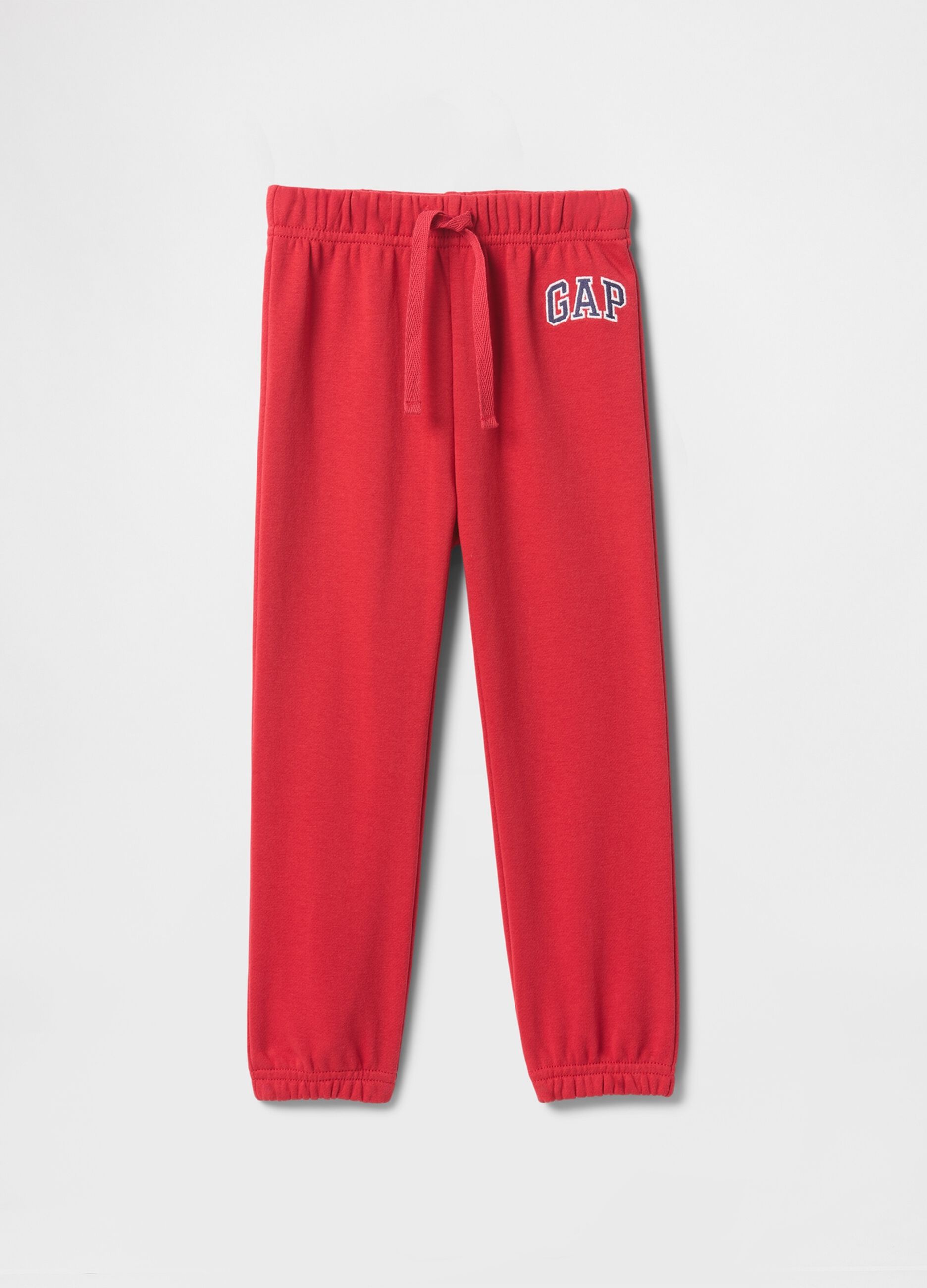 Pantaloni rossi con elastico in misto cotone