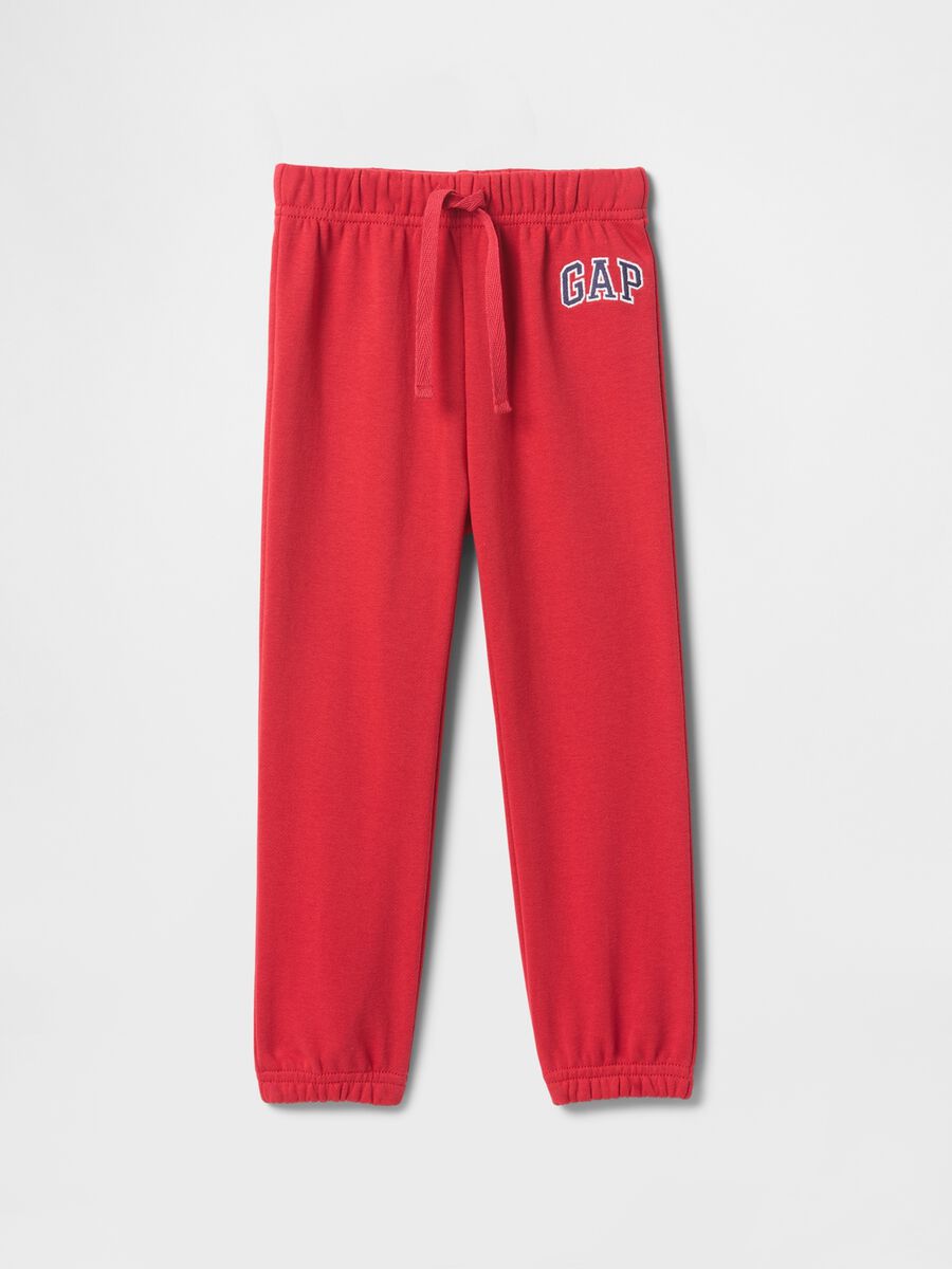 Red cotton blend trousers with elastic Baby Boy_0