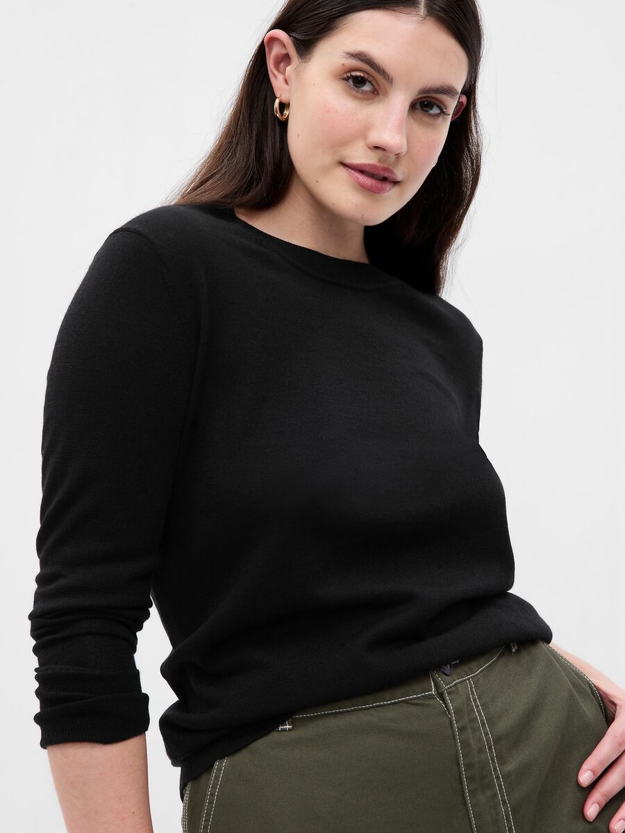 Merino wool pullover with round neck Woman_3