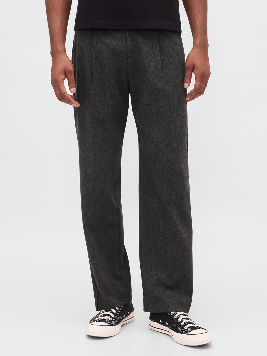 Grey trousers in viscose and wool blend Man_1