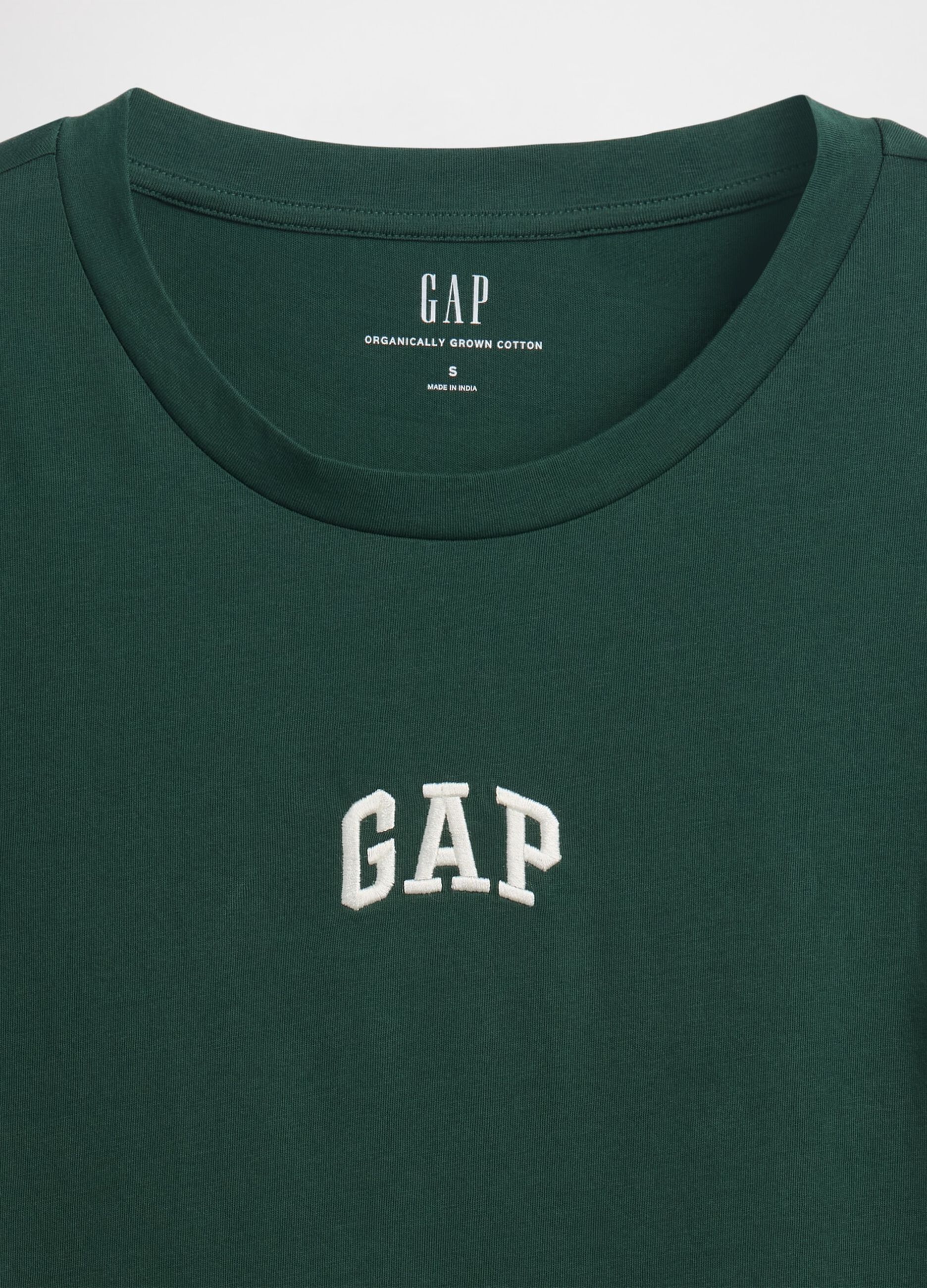 T-shirt verde a maniche corte in cotone_4