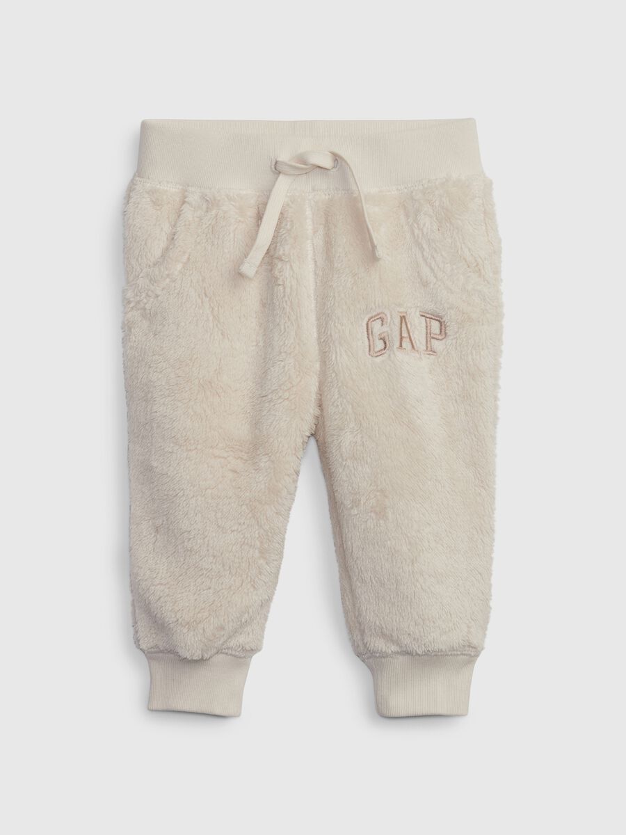 Faux fur joggers with logo embroidery Newborn Boy_0