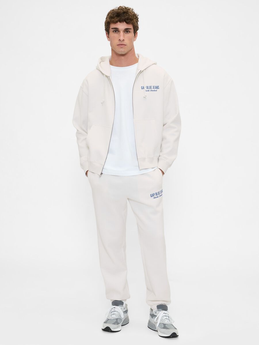 Beige jogger trousers in cotton and polyester blend Man_0