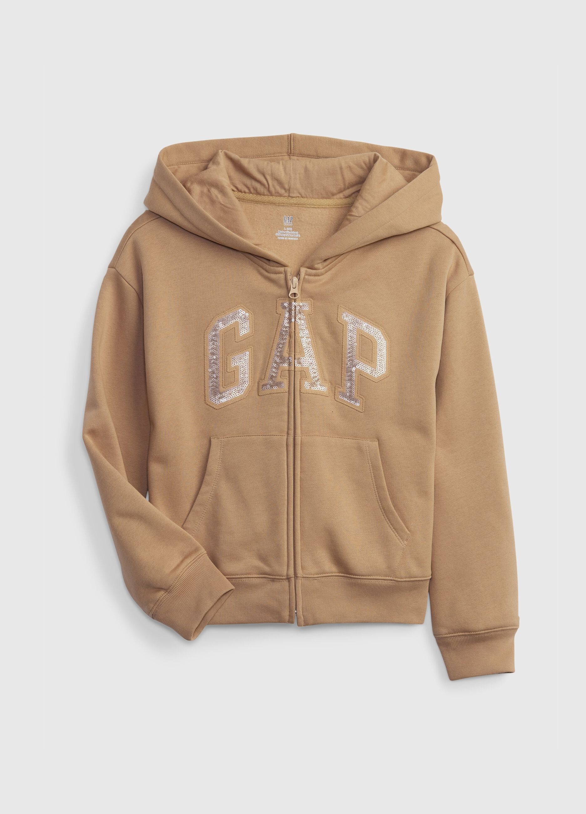 Full-zip ricamo logo con paillettes