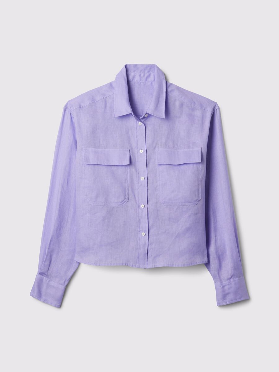 Camicia in lino con tasche Donna_3