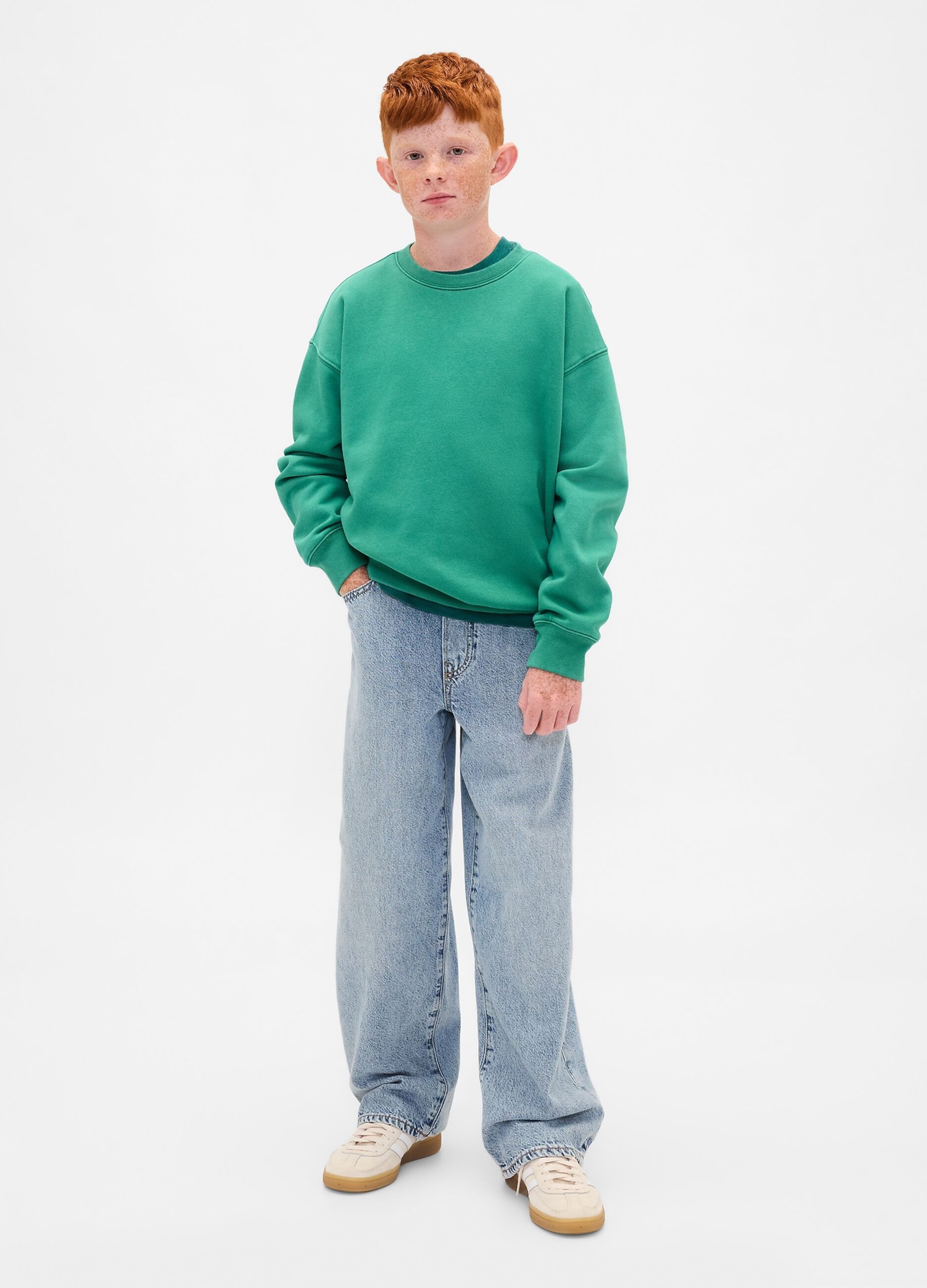 Felpa verde girocollo in cotone