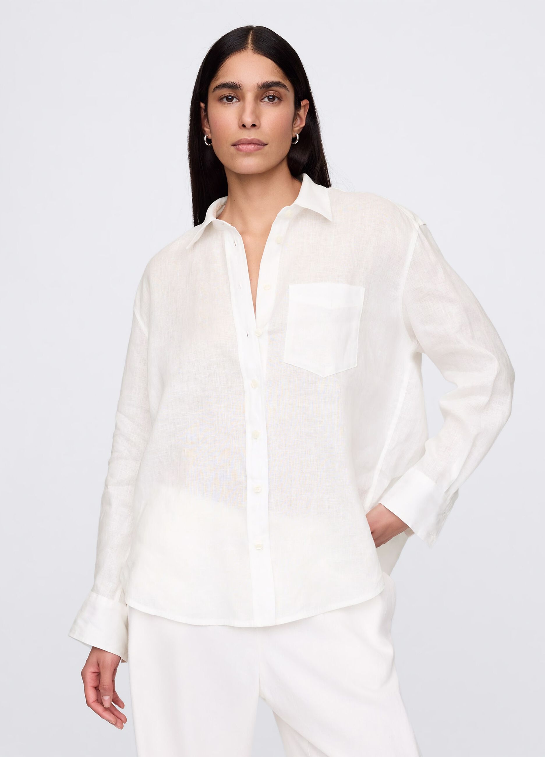 Camicia bianca ampia in puro lino