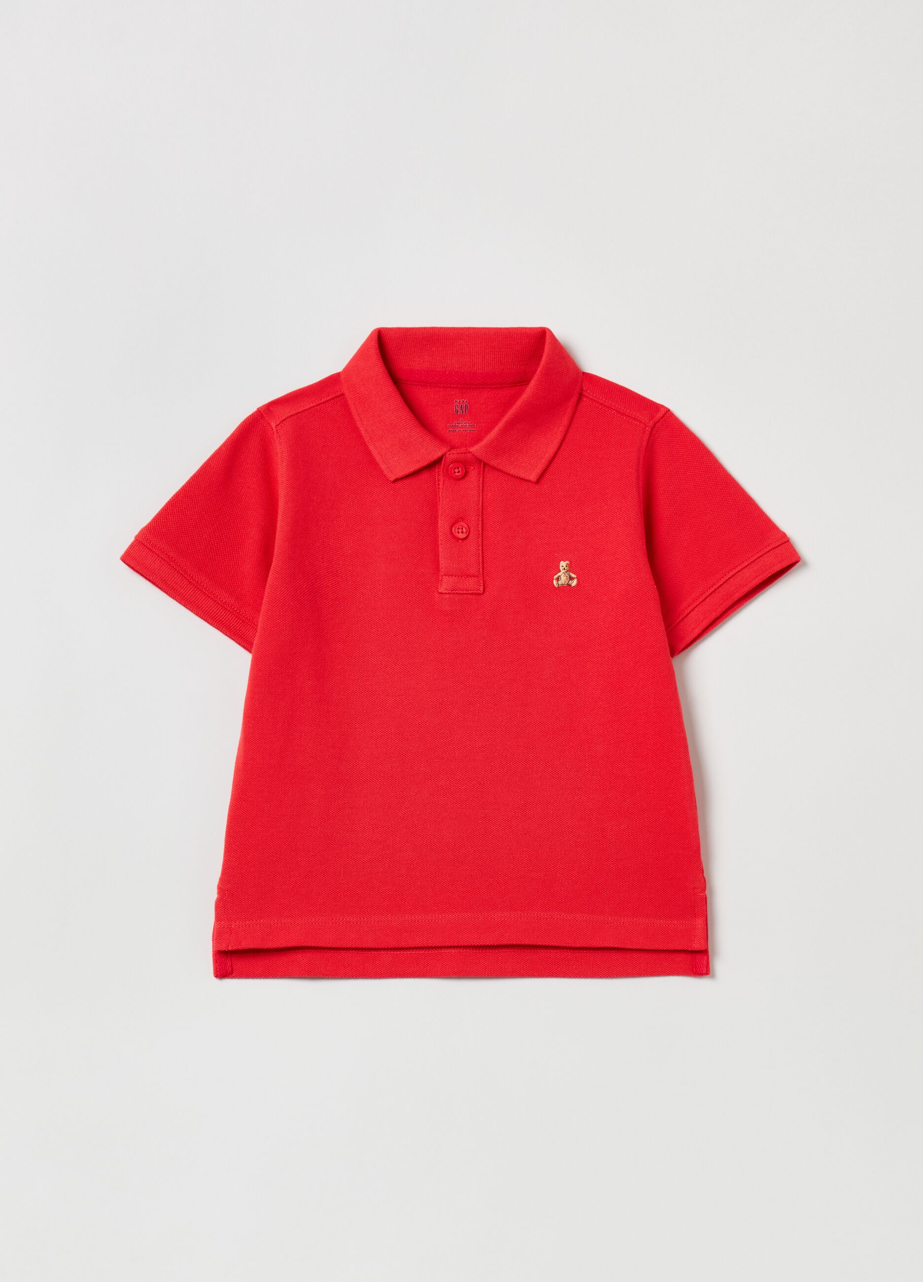 Pique polo shirt with embroidered bear