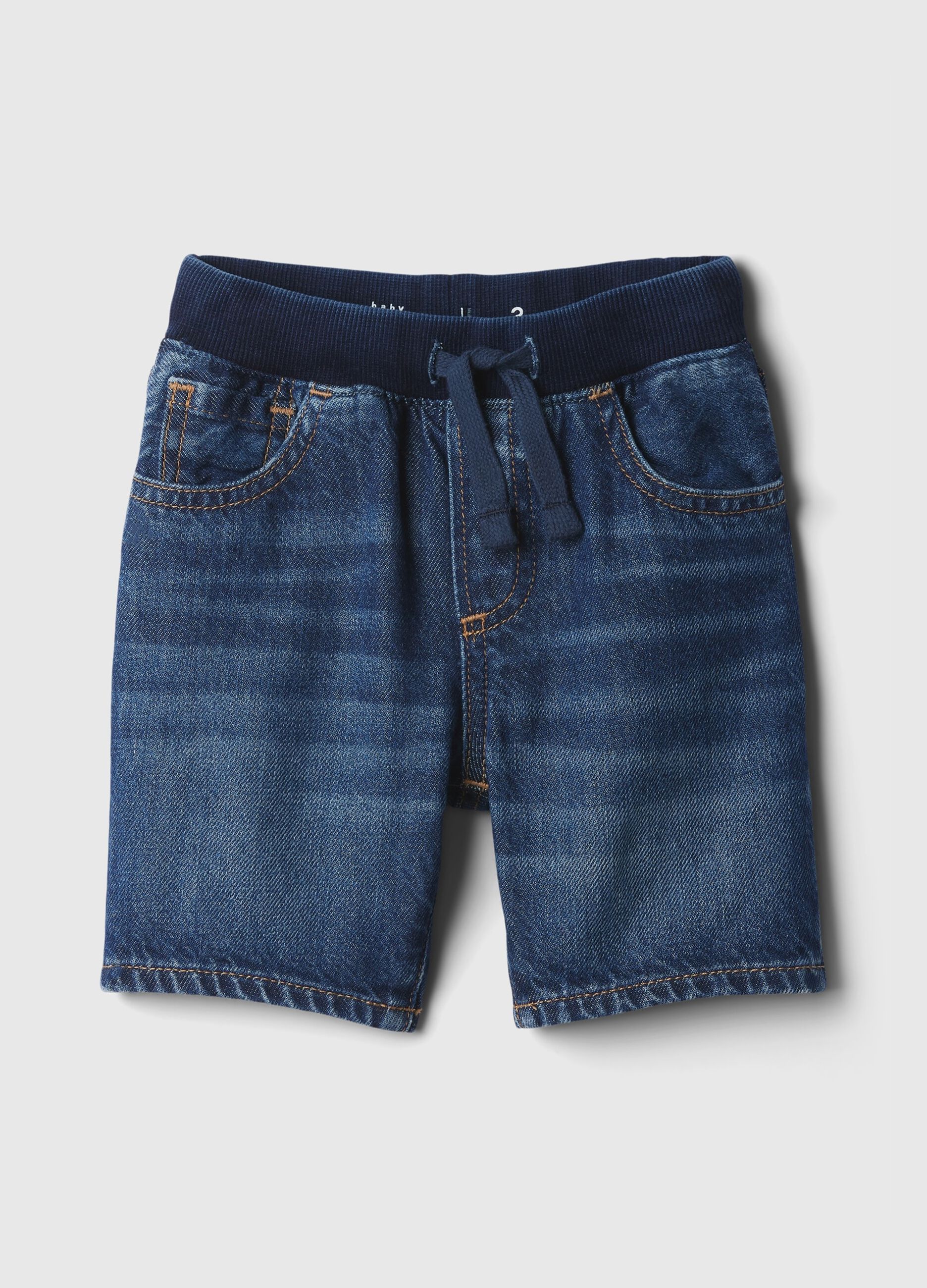 Bermuda in denim con coulisse