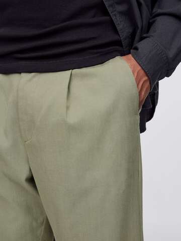 Pantaloni verde a gamba larga in Lyocell e cotone_4