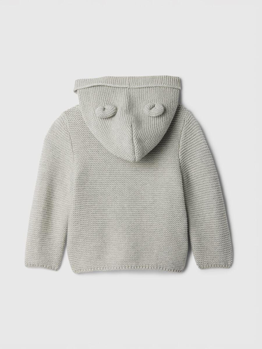 Cardigan in puro cotone con cappuccio Neonato_1