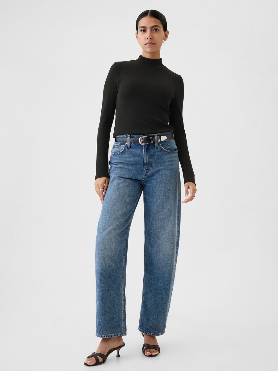 T-shirt a costine in cotone e modal stretch Donna_1