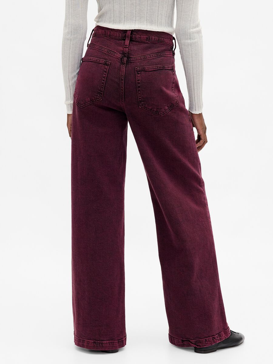 Pantaloni wide leg viola in cotone elasticizzato Donna_2