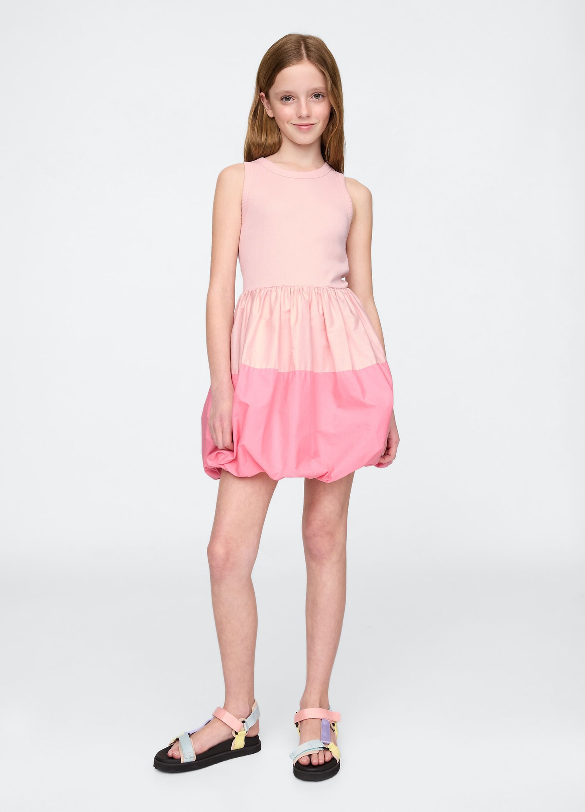 Vestito rosa senza maniche in cotone