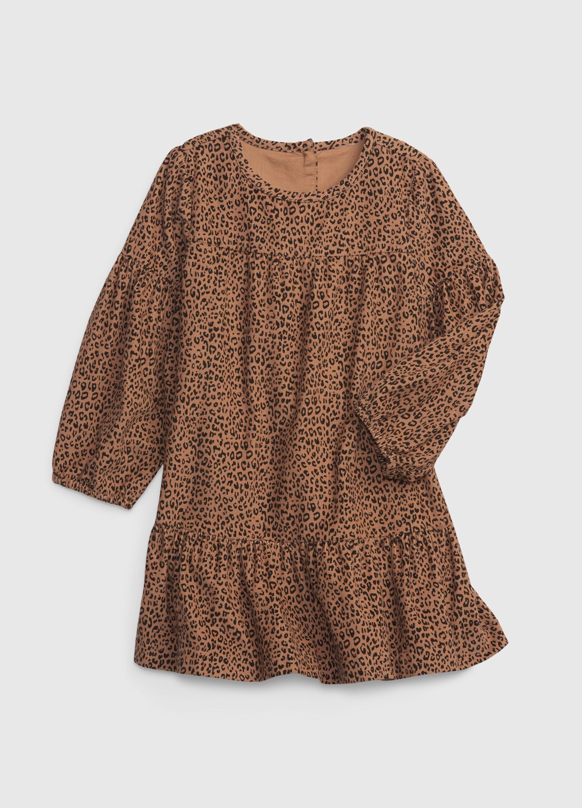 Dress in animal print corduroy