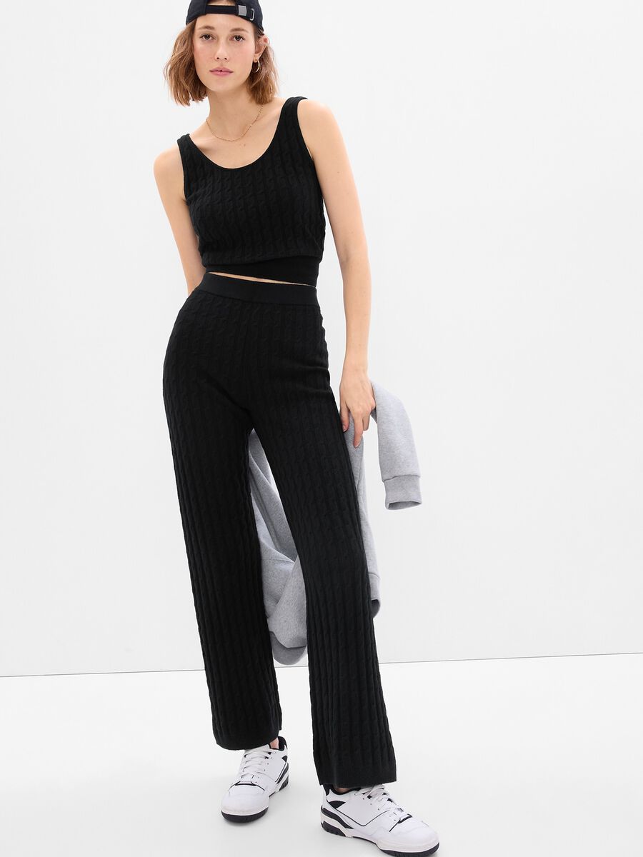 Wide-leg trousers with cable design Woman_0