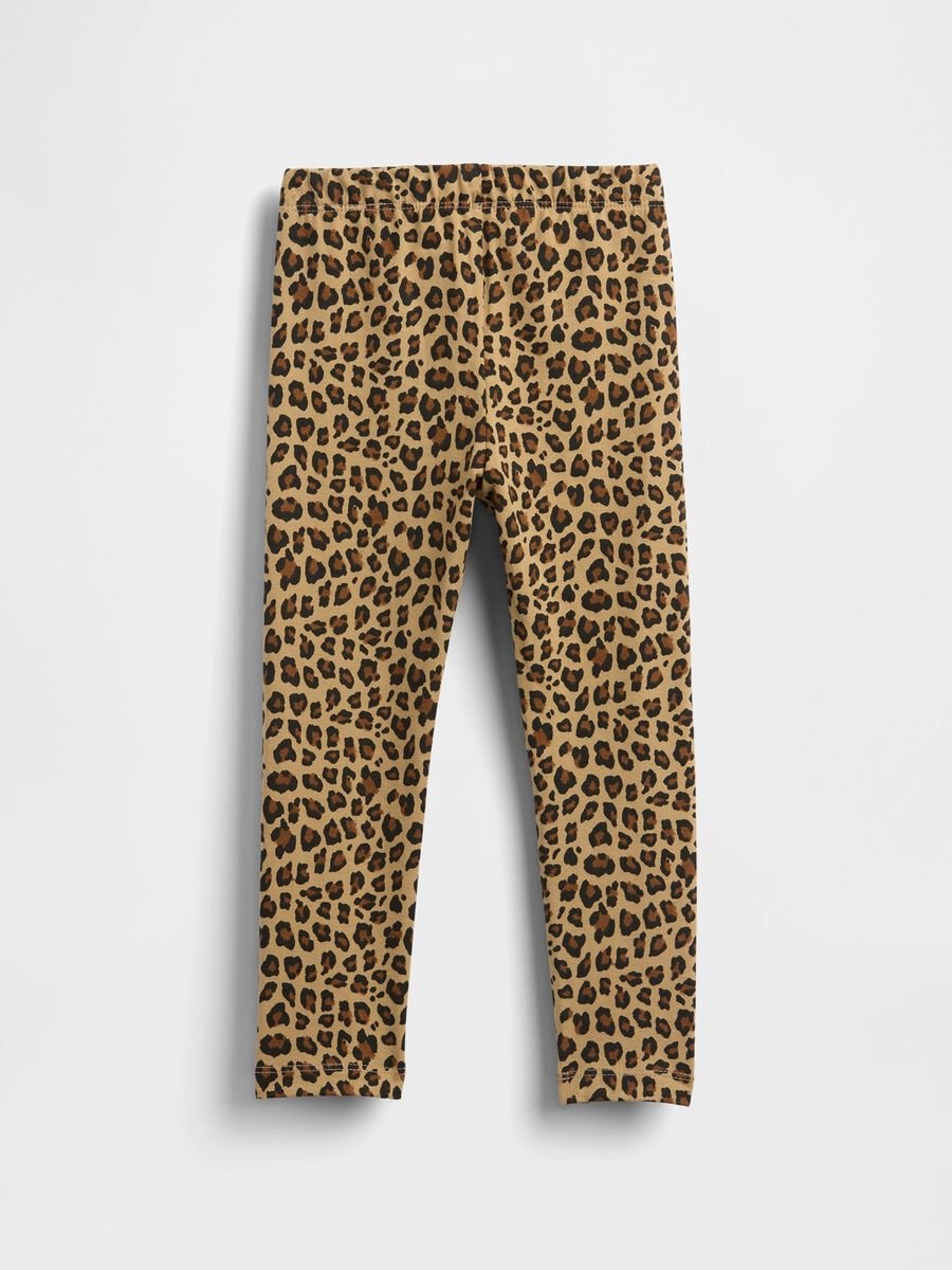 Brown Stretchy Leggings with Leopard Print Baby Girl_1